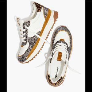MADEWELL Kickoff Trainer Sneakers in Leather and Spot Mix Calf Hair